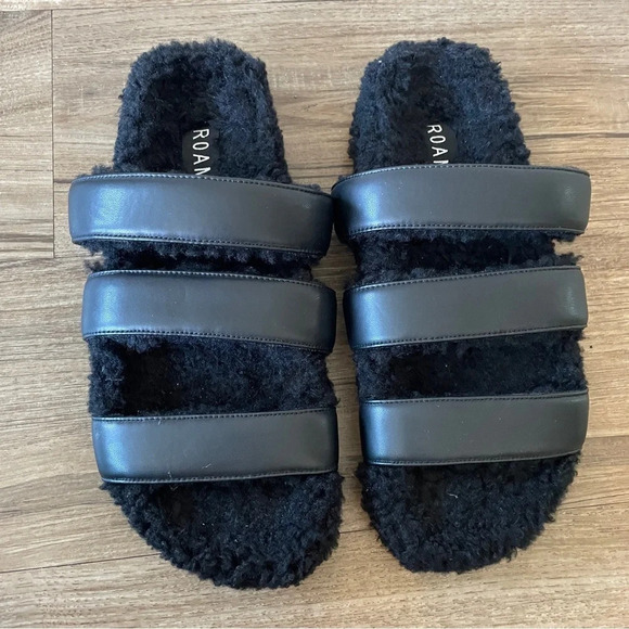 Roam fuzzy  3 Strap Slide black Sz 9 - Picture 1 of 4